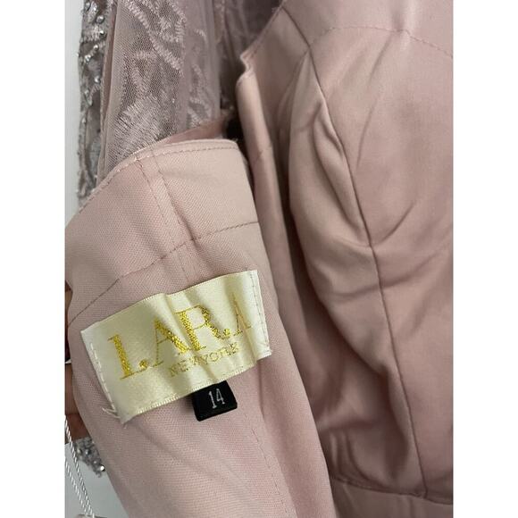 Lara Dress 14 Cape Sleeve Mermaid Beaded Gown Formal Mother of Bride Lavender - Picture 16 of 16